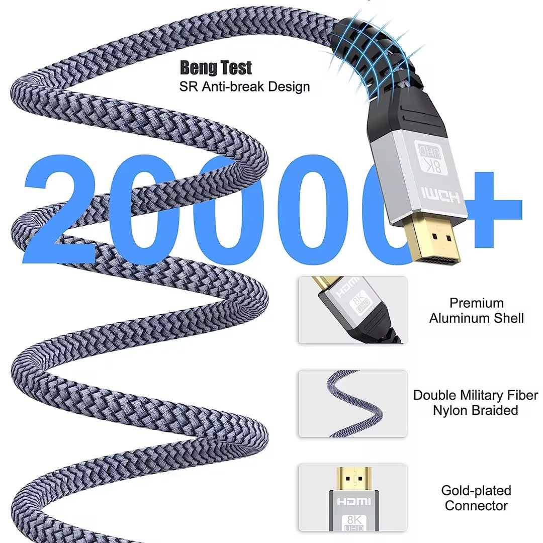 8K HDMI-Kabel (1,5 m) – HDMI 2.1 Geflochtenes Nylon - Game-Kiosk