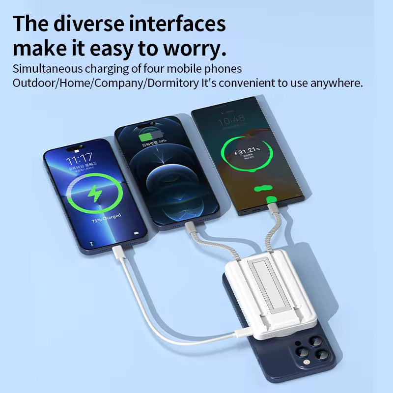 Power Bank Schwarz, 10000 mAh, inkl. 4 Kabel - Game-Kiosk