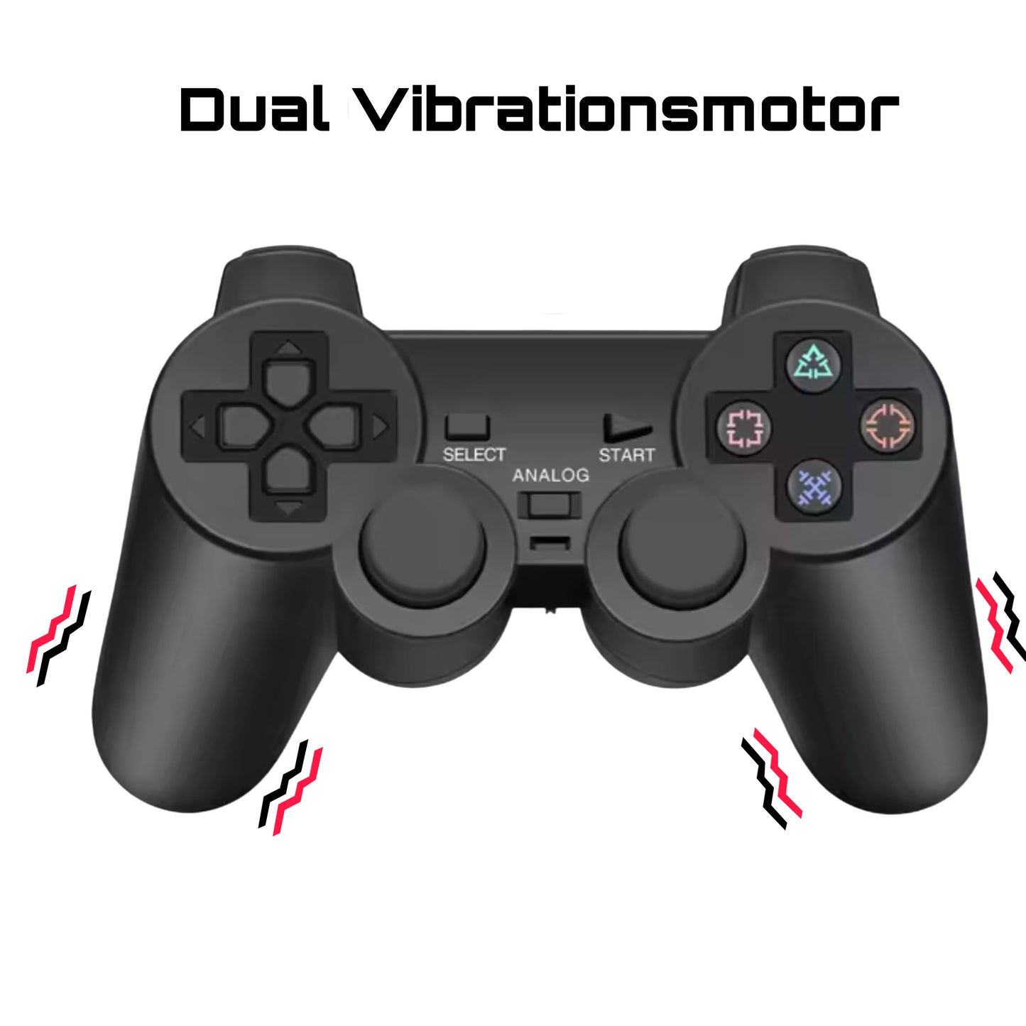 Wireless 2,4 GHz Gamecontroller für PS1/PS2 inkl. Empfänger - Schwarz