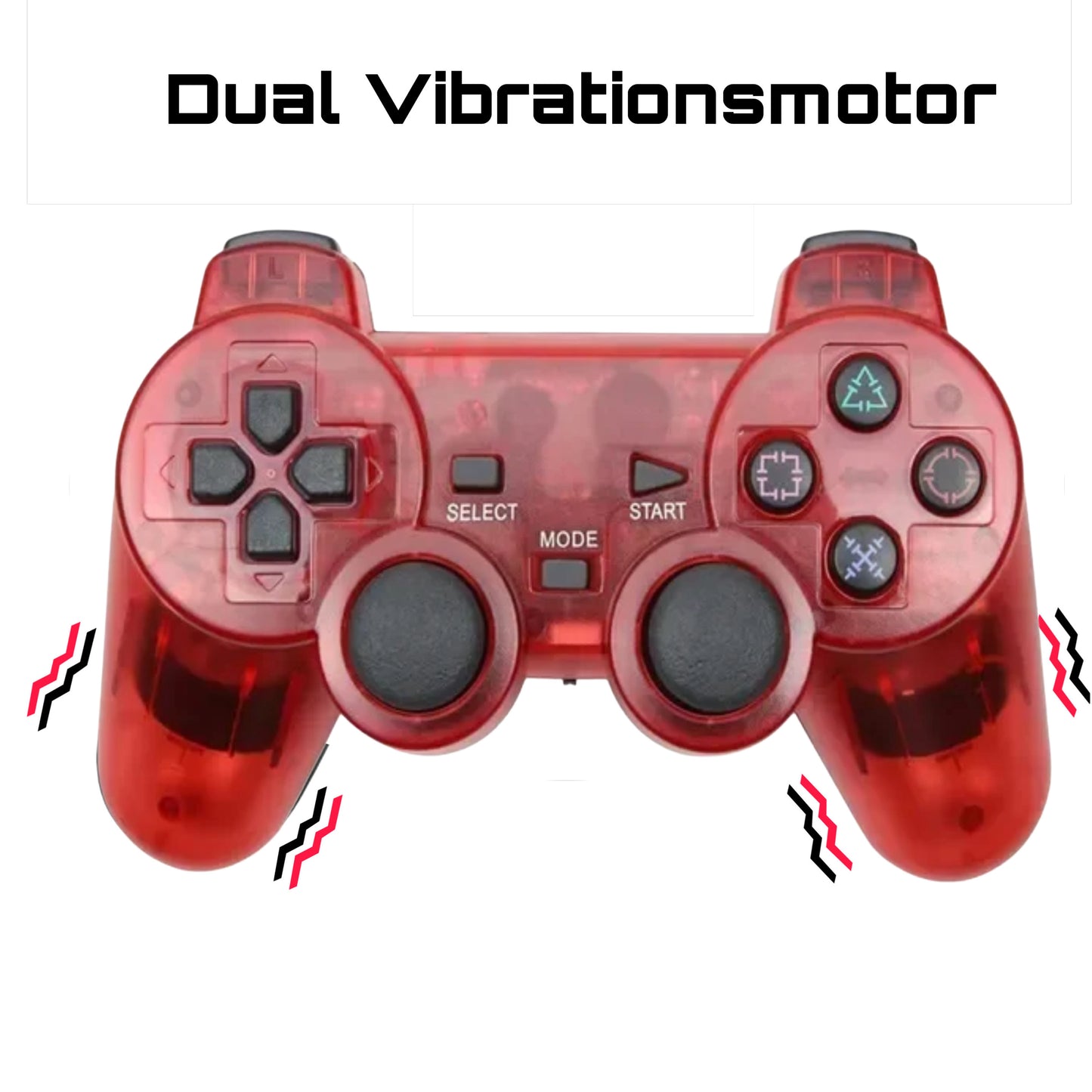 Wireless 2,4 GHz Gamecontroller für PS1/PS2 inkl. Empfänger - Rot