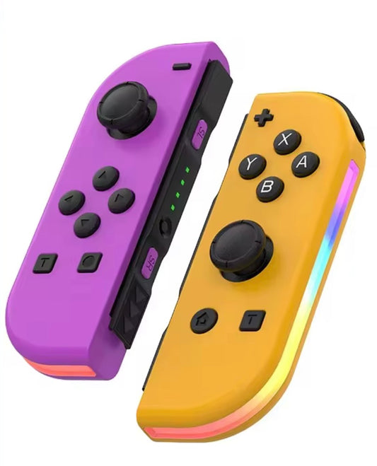 Joypad (L/R) für Nintendo Switch, Gamepad Controller mit LED/Turbo/Wake-up/Screenshot/Bewegungssteuerung / Lila-Gelb