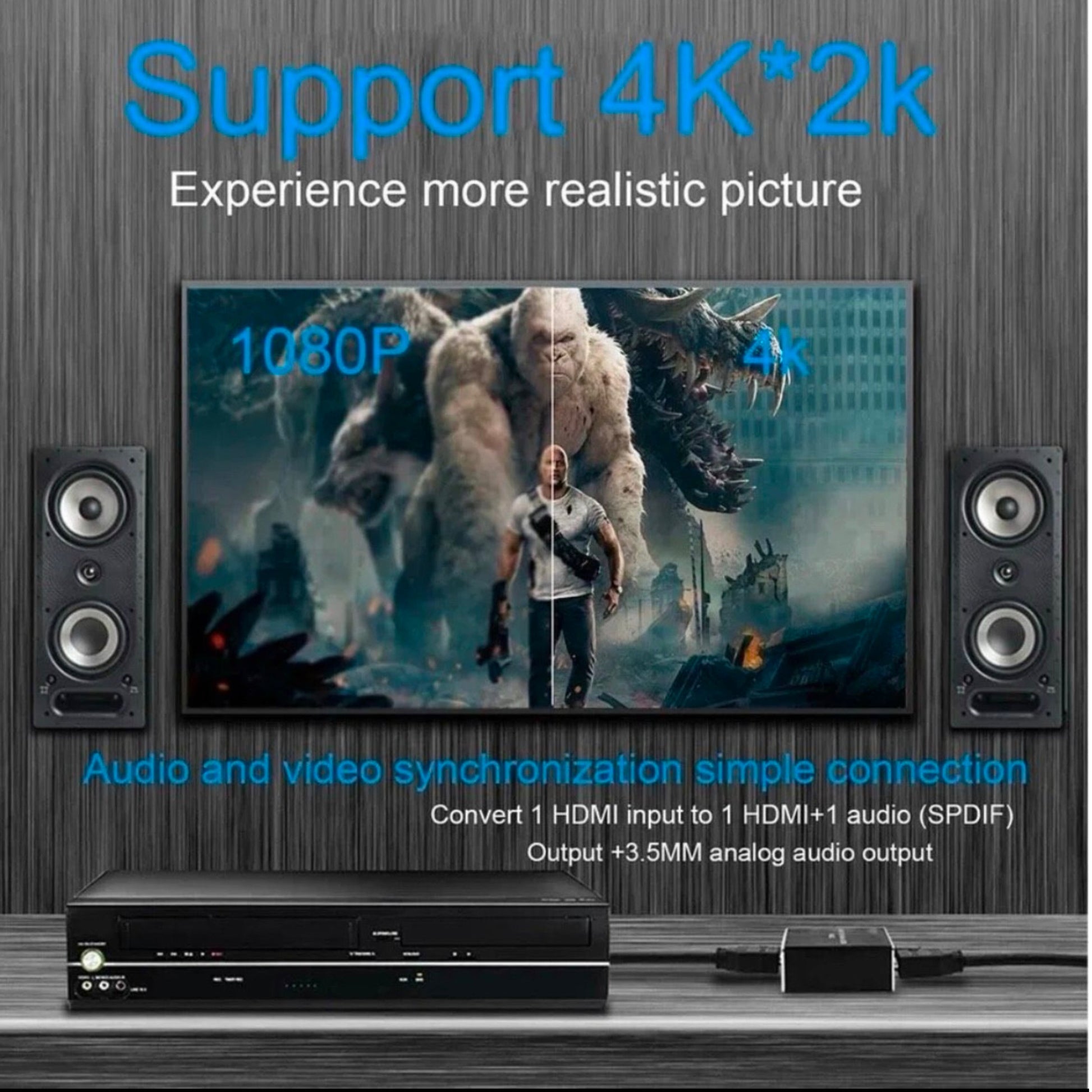 4K*2K 3D HDMI Audio Extractor Converter Konverter zu Optical AUX - Game-Kiosk
